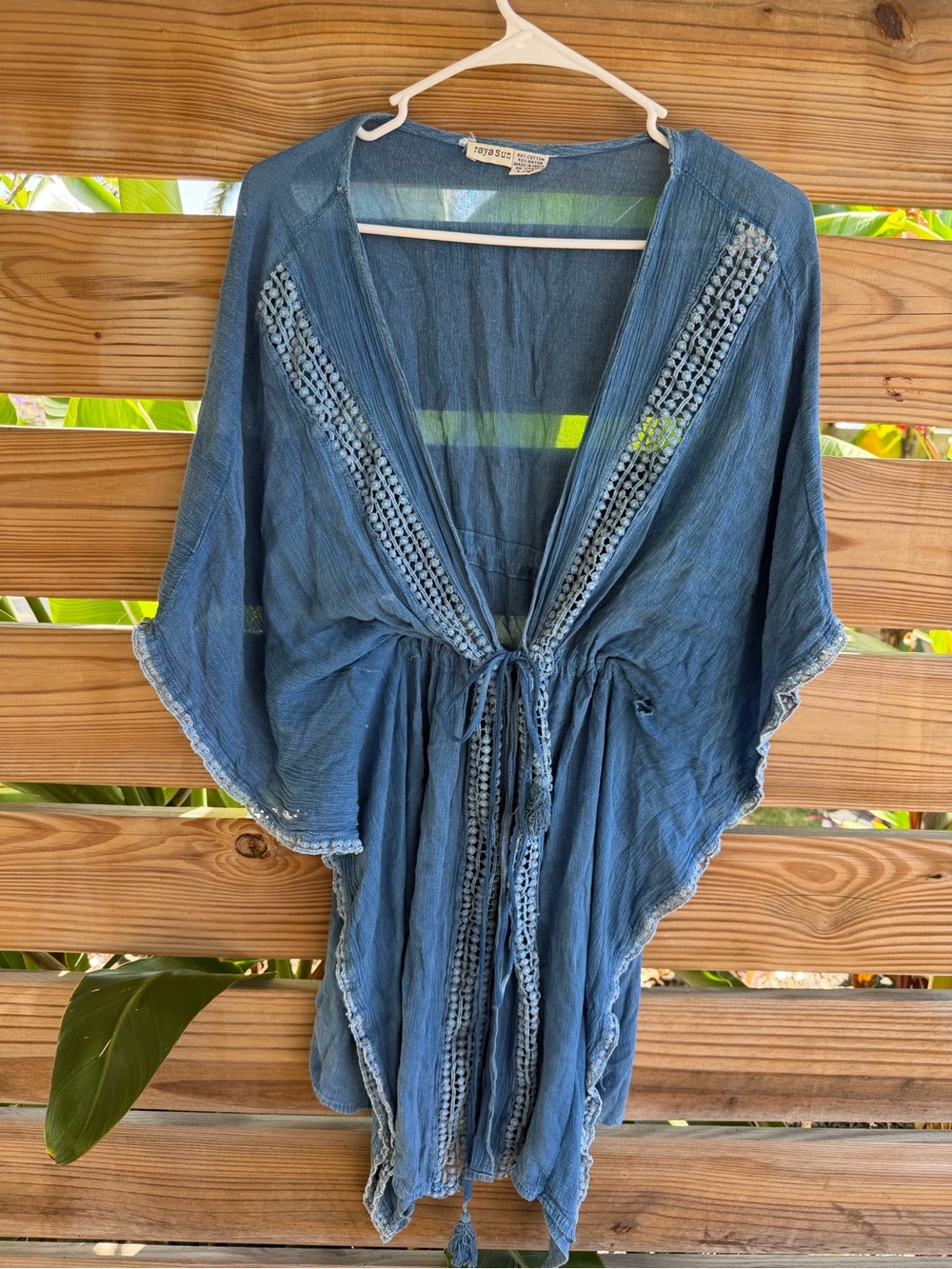 Vintage Boho Indigo Tie-Front Women's Top